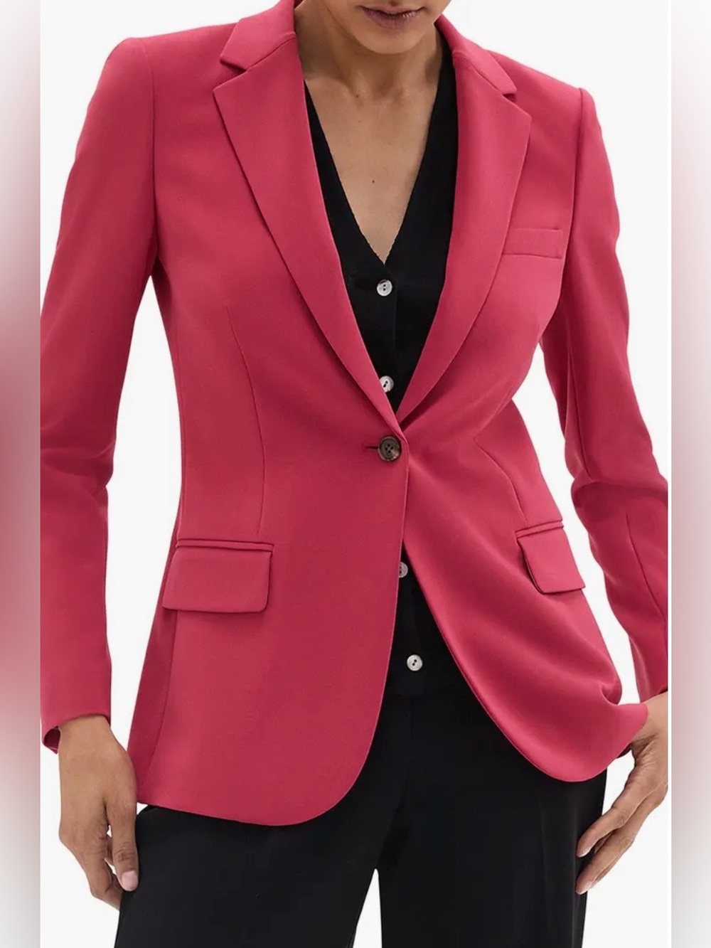 Theory Staple Blazer in Admiral Crepe
Color:  DEEP ROSE
Size:  8